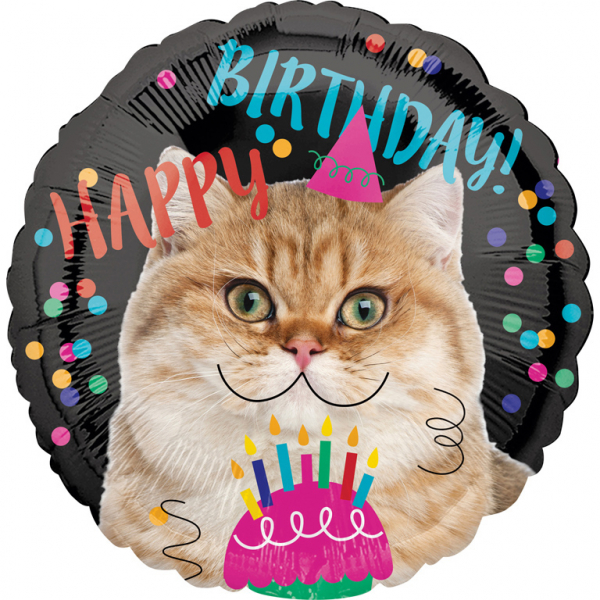 Kočka šťastné narozeniny balónek 43 cm